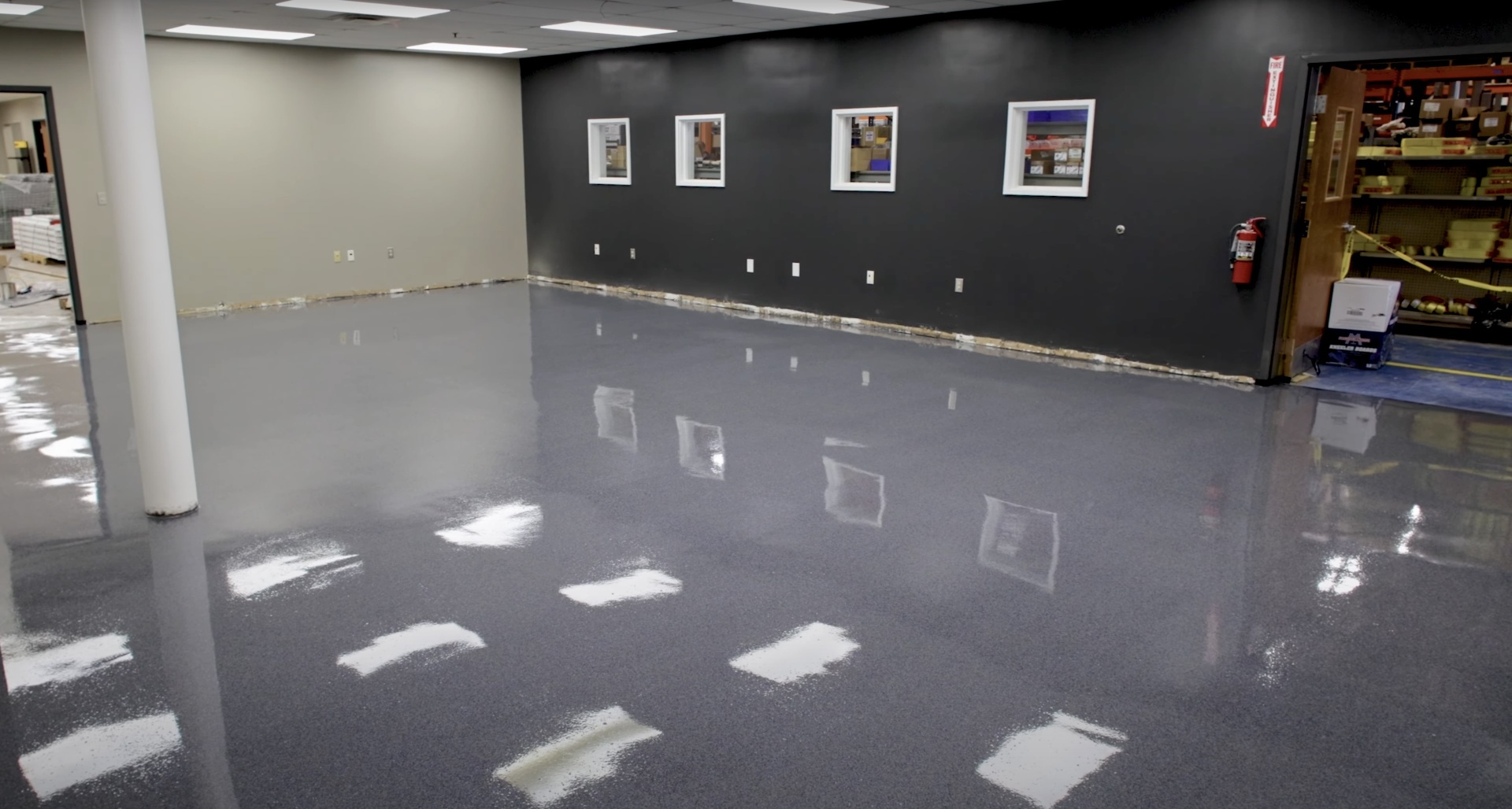 Professional polished concrete flooring for commercial applications Polished concrete floor installation in commercial space